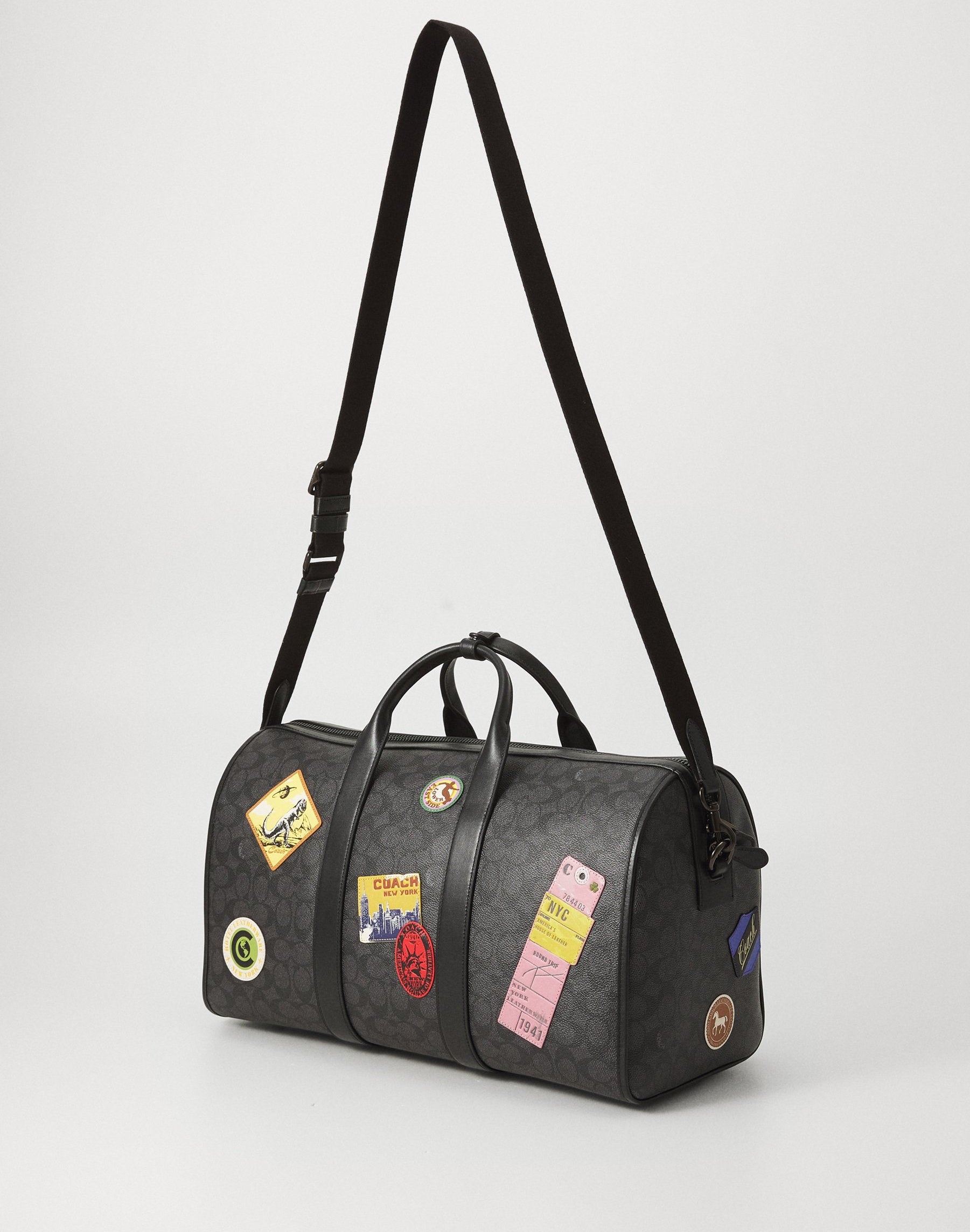 COACH GOTHAM DUFFLE BAG 45 IN SIGNATURE CANVAS WITH PATCHES